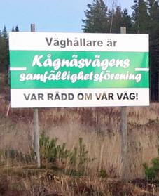 Skylt väghållare Kågnäsvägen